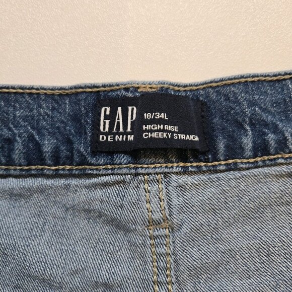 Gap Jeans Womens 34 18L Cheeky Straight High Rise Blue Button Fly Demin Plus 5 P - Picture 5 of 8